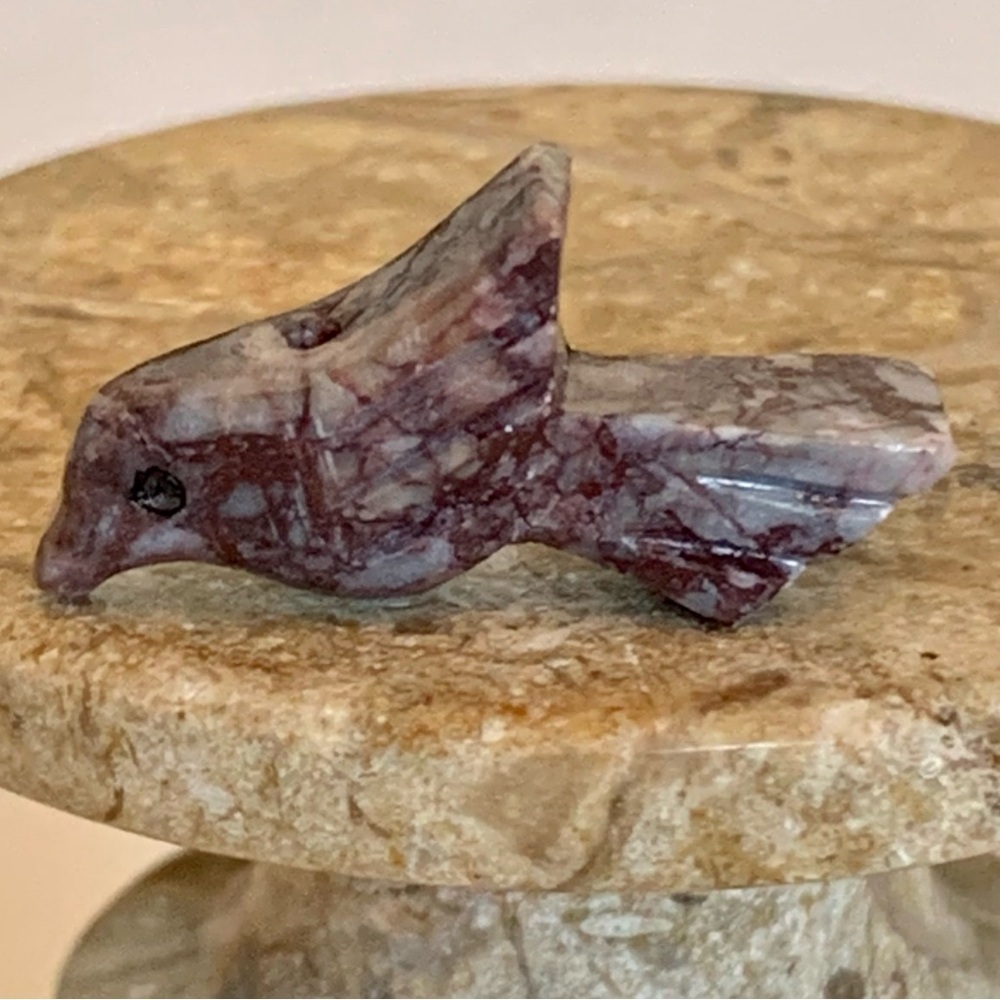 Zuni Style Bird Fetish Bead Drilled Stone Native American Animal Carving .9”